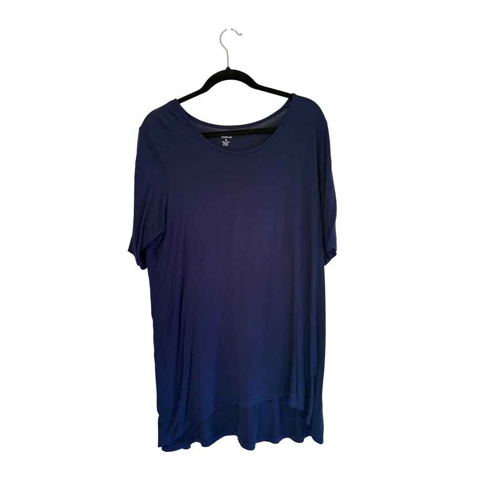 Style & Co Womens Navy Blue Short Sleeve High-Low Tunic Top XL Rayon Spandex